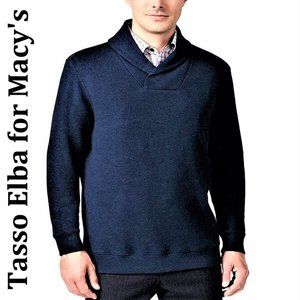 TASSO ELBA Navy Cotton Shawl Collar Pullover Sz XL